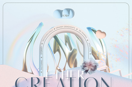 Ether Creation Gradients 3D Shapes, an Object Graphic by Cat In Colour