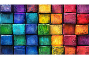 Vibrant multicolored painted cube, an Illustration by Lermont51