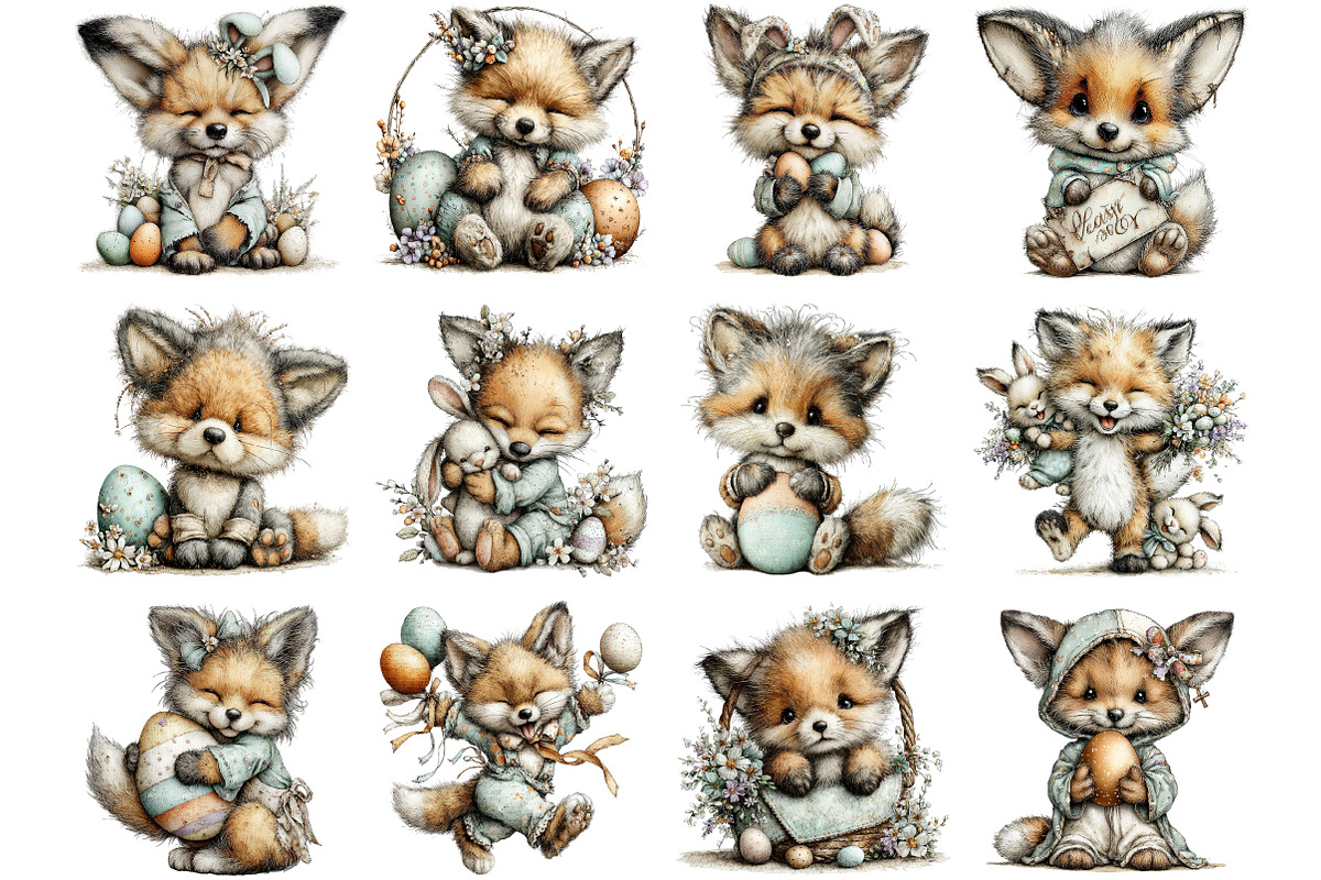 Whimsical Easter Fox Clipart, an Illustration by Designking (Photo 2 of 5)