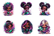 Whimsical Cute Black Mermaid Clipart, an Illustration by CreationArt (Thumbnail 5 of 7)