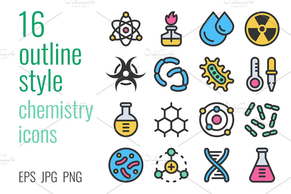 Chemistry icon set, a Solid Icon by Primula`s shop