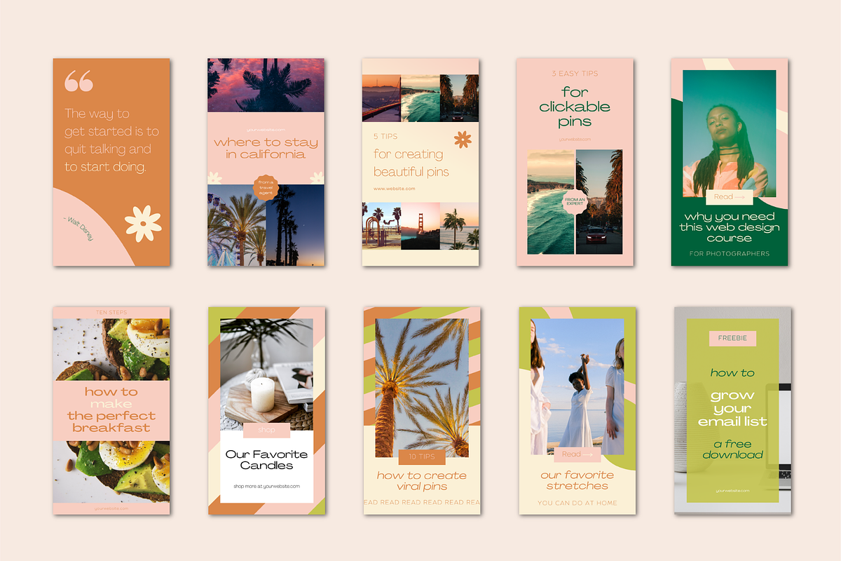 100 Retro Idea Pins Templates, a Social Media Template by Lucky Bee Creative Studio (Photo 12 of 13)
