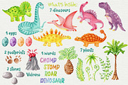 Dinosaurs watercolor clipart, an Object Graphic by Trinibis (Thumbnail 2 of 5)