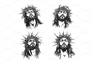 Powerful set of Jesus Christ's head, a Person Illustration by yod67