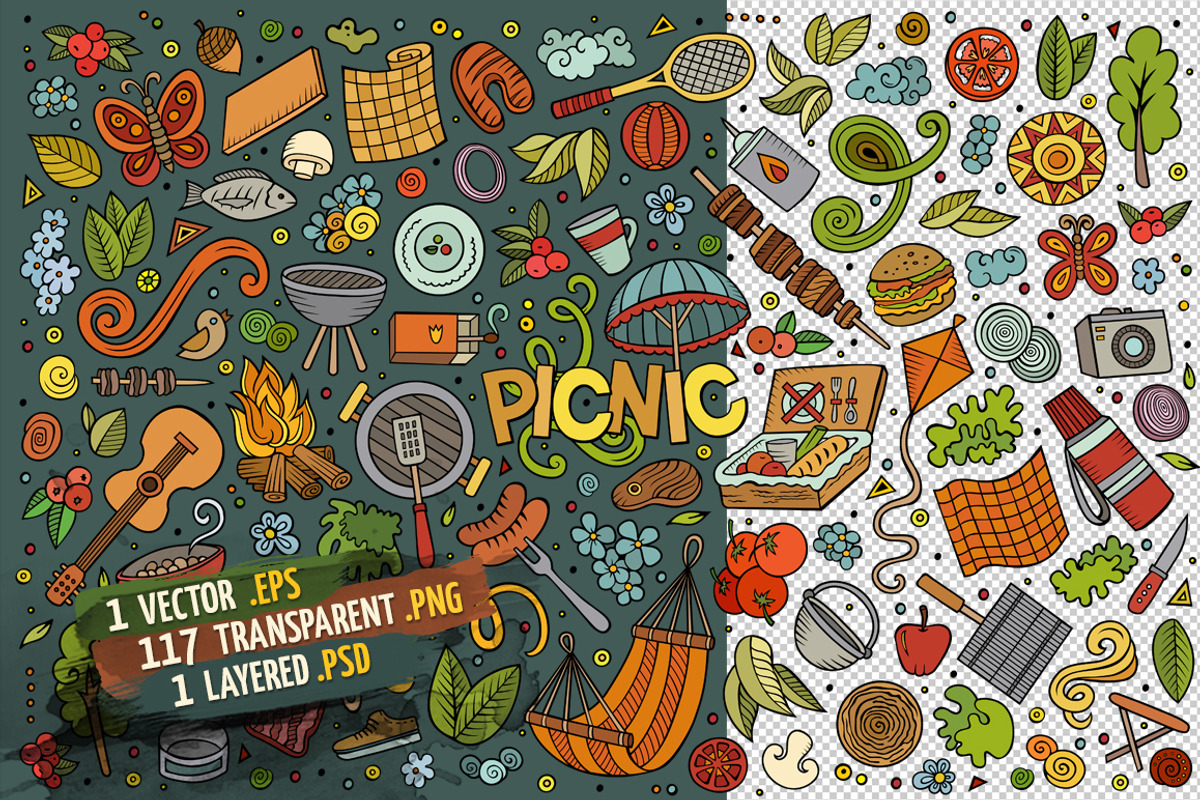 Picnic Objects & Symbols Set, an Object Graphic by BALABOLKA (Photo 2 of 4)