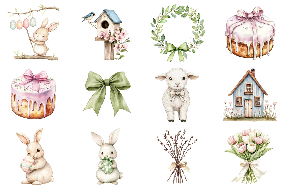 Watercolor Rustic Happy Easter Bunny, an Illustration by CitraGraphics (Photo 5 of 5)