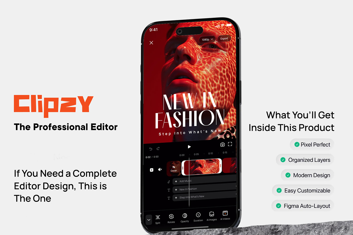 Clipzy - The Professional Editor, an UI Kit Template by SyalUIUX (Photo 2 of 7)