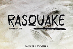 RASQUAKE brush font + EXTRA swashes