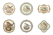 Vintage Easter Birds Label Printable, an Illustration by SinaCreation (Thumbnail 3 of 6)