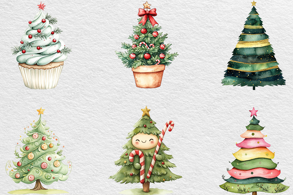Cute Doodle Christmas Tree Clipart, an Illustration by Black Bird Studio (Photo 2 of 6)