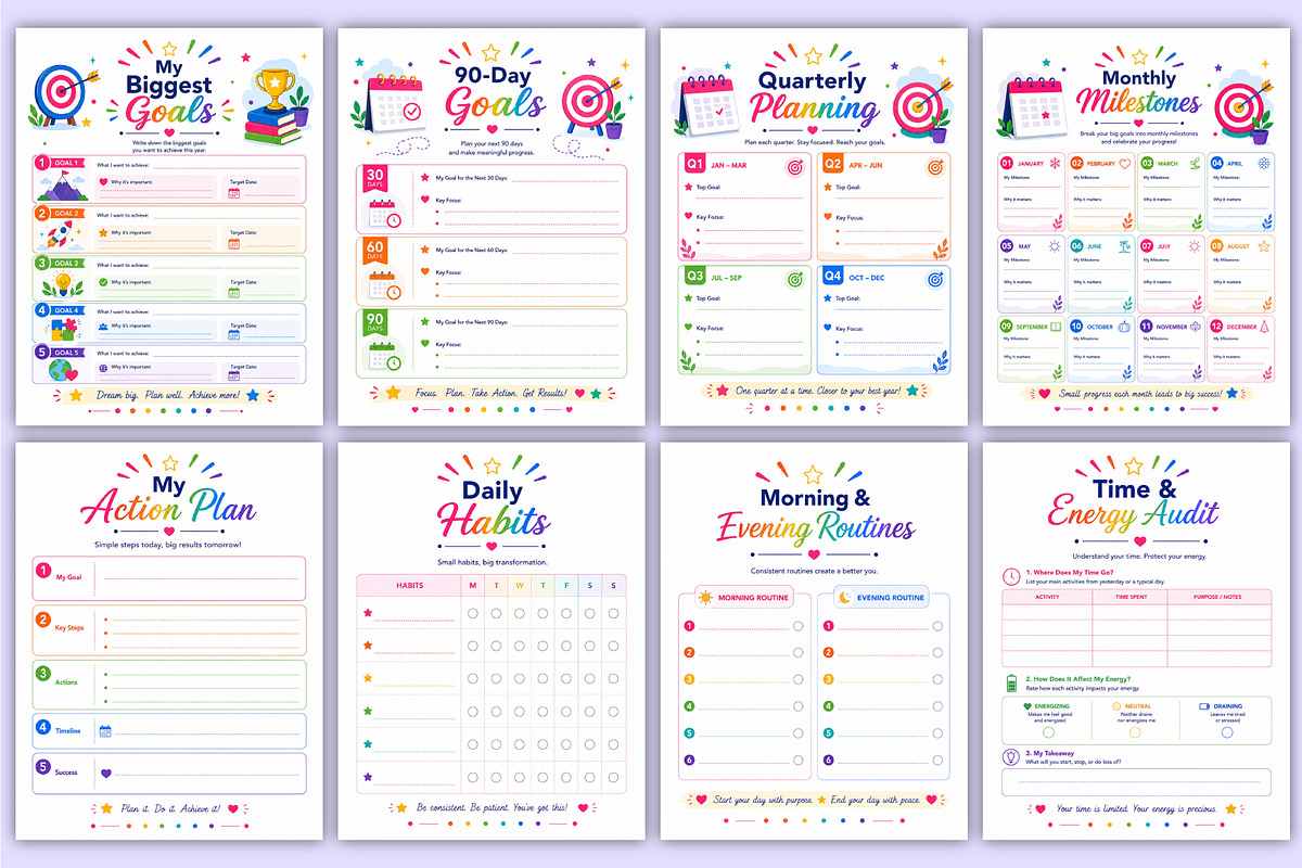 Plan Your Best Year | Goal Setting, a Stationery Template by Mustafiz (Photo 3 of 5)