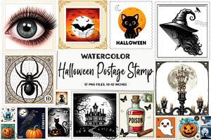 Halloween Postage Stamp Sublimation, an Illustration by DreamArtGraphic