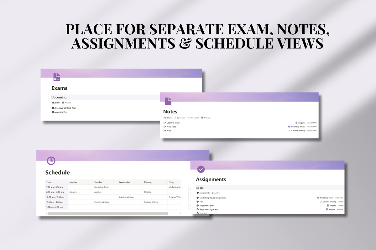 Purple Notion Student Planner, an App Template by SociallyyCreative (Photo 6 of 10)