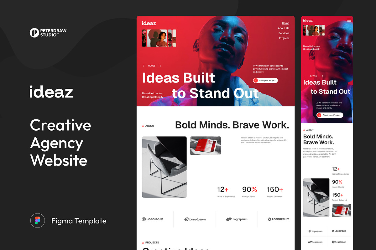 Creative Agency Website UI Figma, an UI Kit Template by peterdraw (Photo 1 of 6)