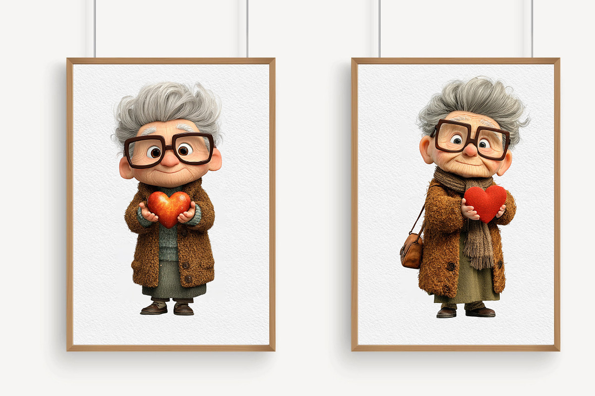 Whimsical Grandma Holding Heart Clip, an Illustration by Libby Wishes (Photo 5 of 7)