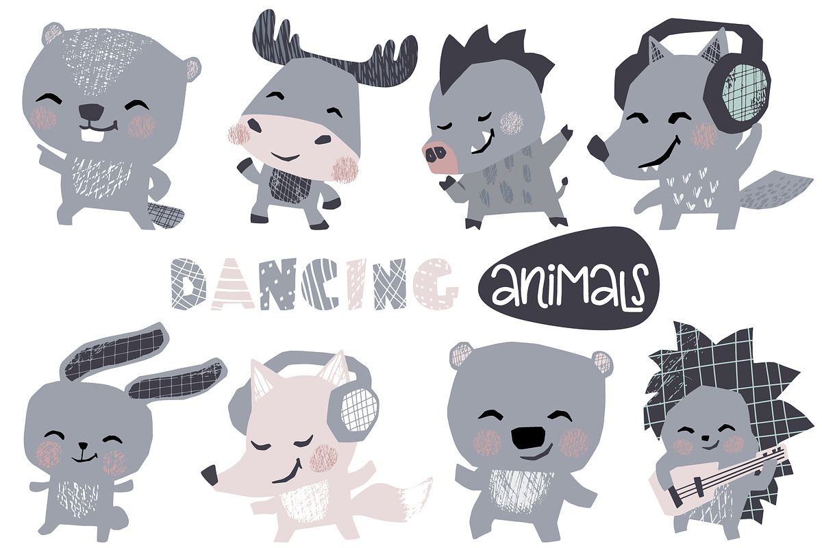 Dancing animals. Music kids vector, an Animal Illustration by MeadowFox (Photo 3 of 9)