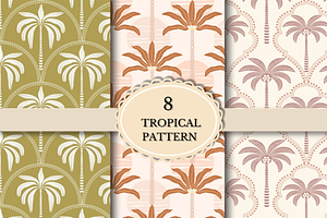 Palm Tree Tropical Seamless Patterns