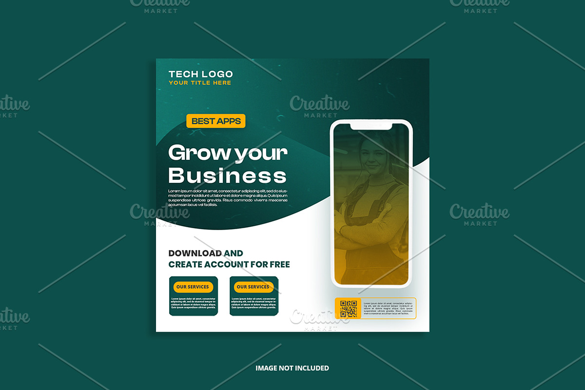 Apps promotional social media poster, a Social Media Template by graphics city