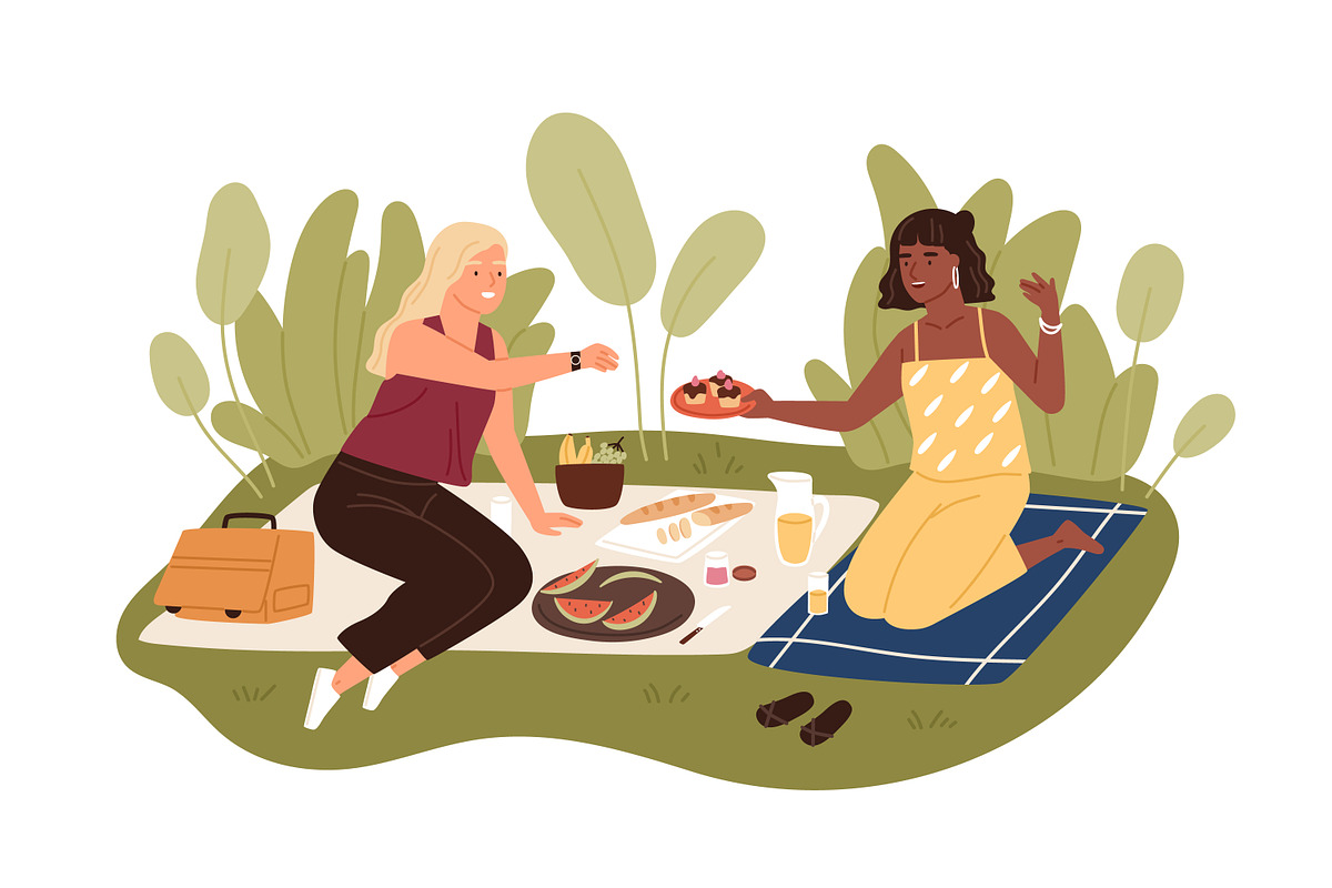 People having summer picnic set, a Person Illustration by Good Studio (Photo 5 of 6)