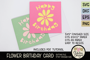 Flower Birthday Card SVG Cut File