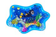 Young diver and paper cut underwater, an Illustration by Vector Tradition (Thumbnail 2 of 3)