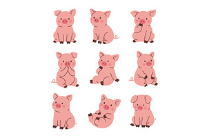 Adorable pigs. Fantasy farm animal, an Animal Illustration by GraphiShop