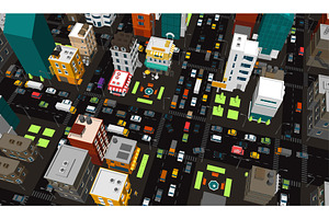 Vector City. Town District Street.