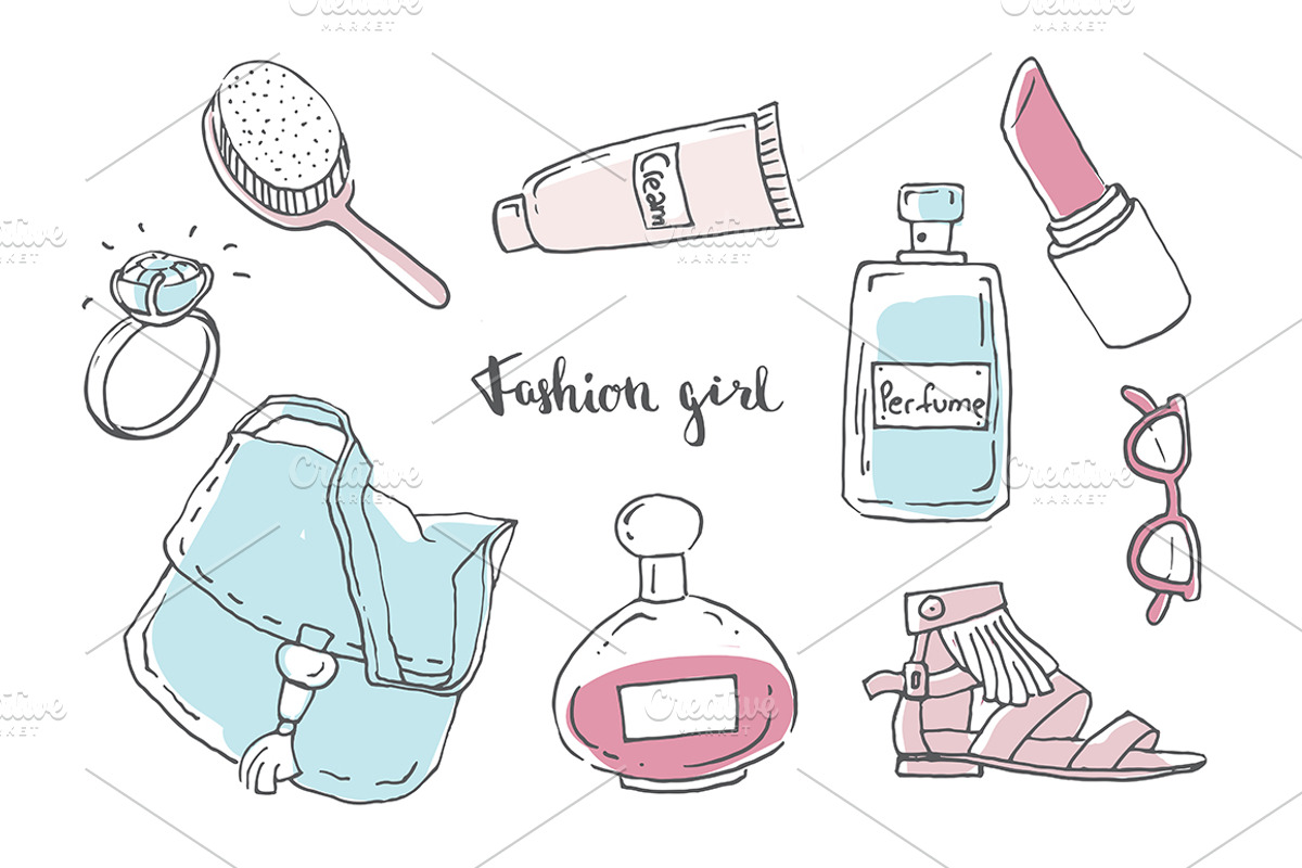 Cute Fashion Girls Set, an Illustration by Moo Graphics (Photo 3 of 3)