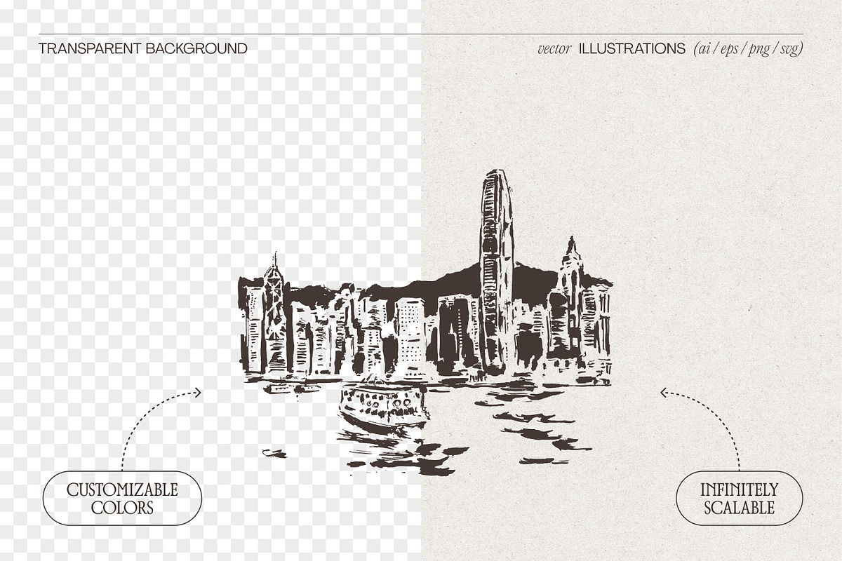Hong Kong Cityscape Sketches, a Work Illustration by TheMountBirdStudio (Photo 2 of 6)