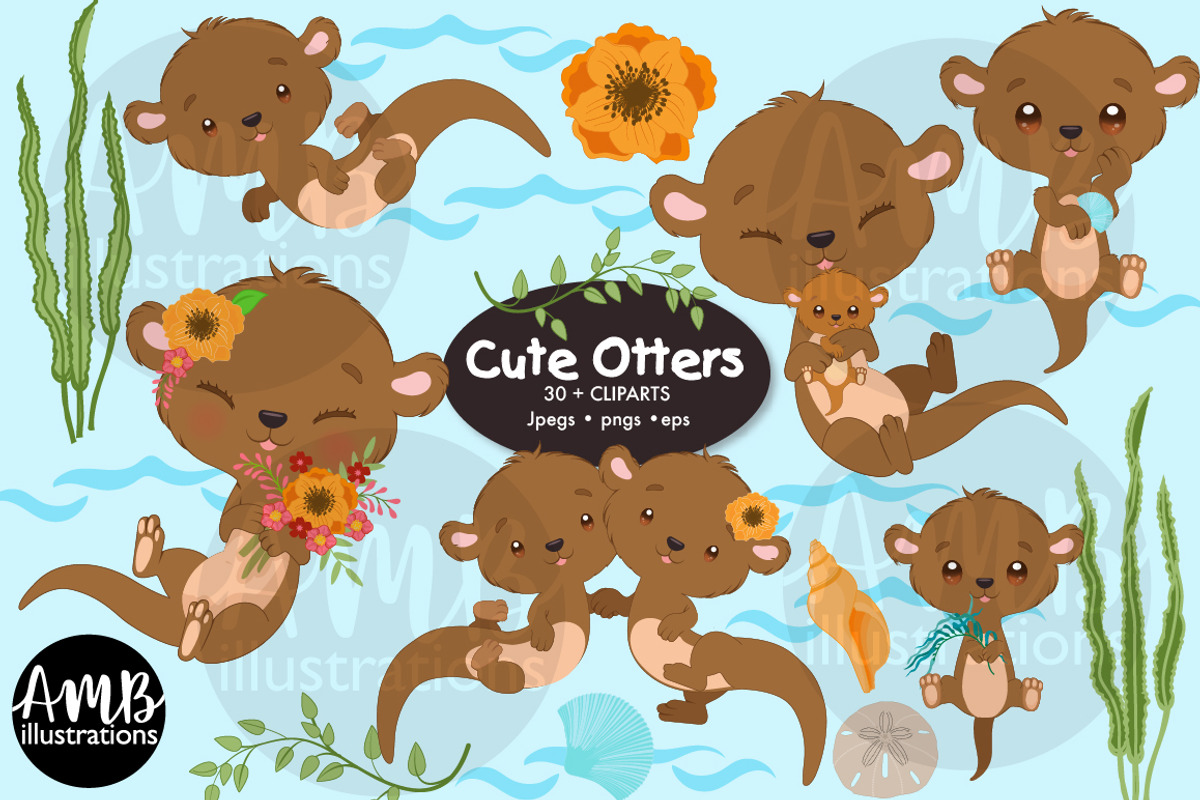 Otter clipart AMB-2979, an Illustration by AMBillustrations (Photo 1 of 4)