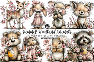Summer Woodland Animals Clipart, a Seasonal Illustration by OK Design