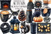 Watercolor Black Autumn Clipart, an Illustration by Daily.Designs (Thumbnail 1 of 5)