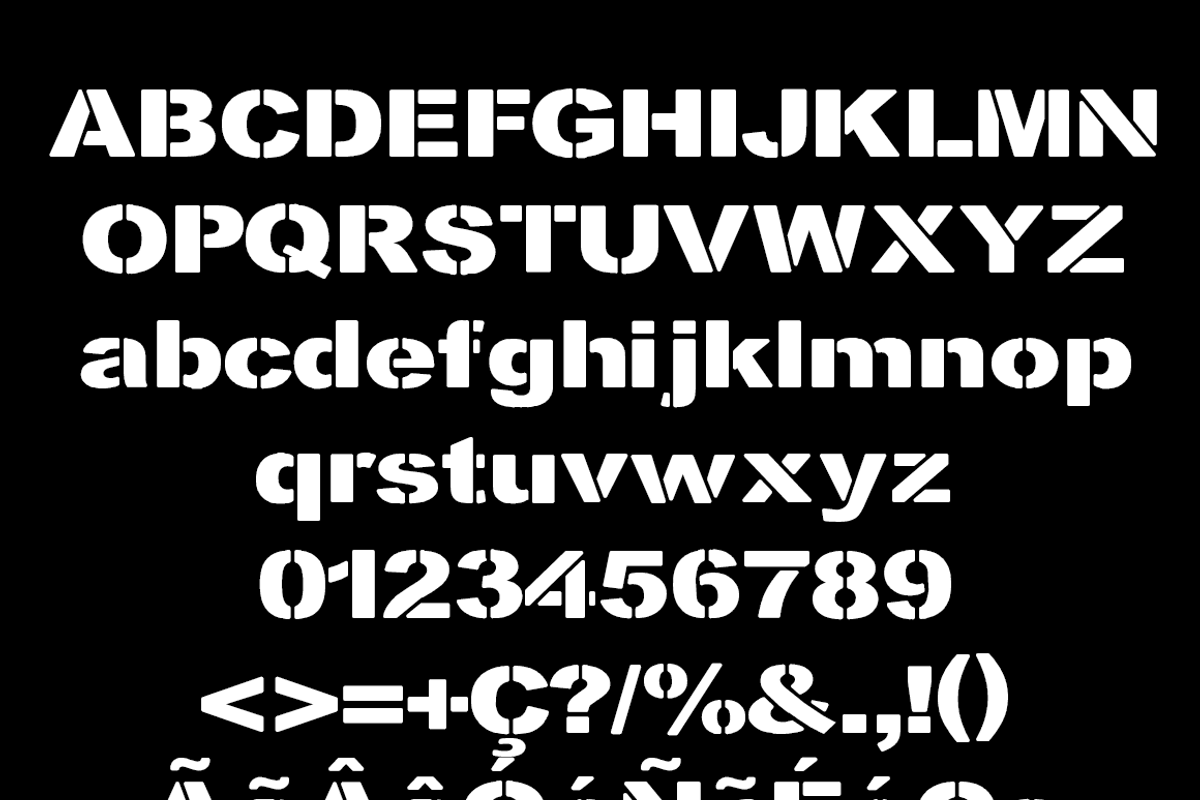Action Flick stencil font preview 2