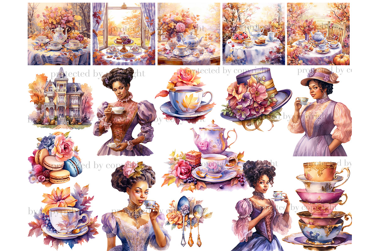 Black Woman Autumn Clipart, a Person Illustration by GlamArtZhanna (Photo 3 of 5)
