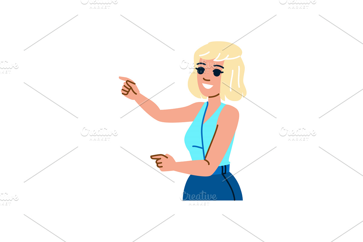 Smiling promoter girl pointing with, a Person Illustration by pikepicture