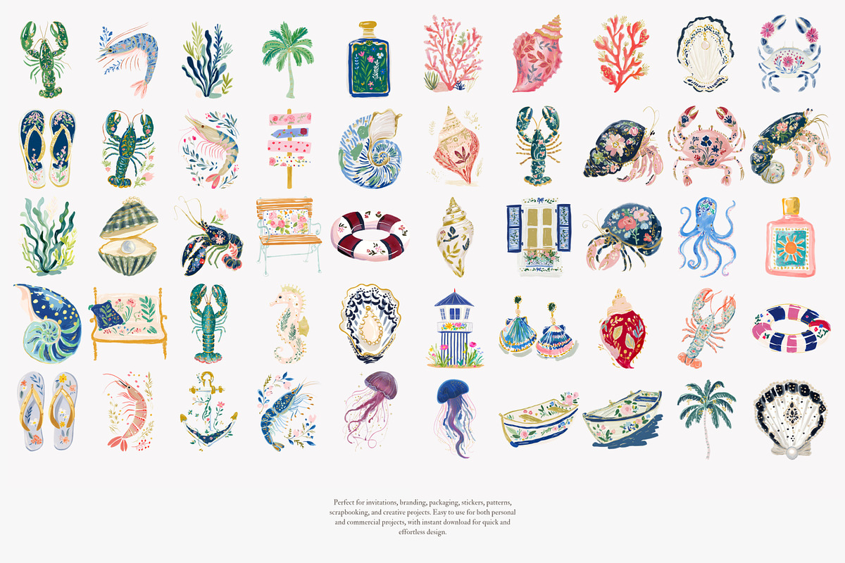 Preppy coastal clipart png set, a Decorative Illustration by Patishop Art (Photo 11 of 12)