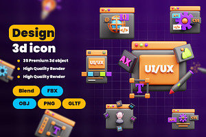 Design 3d Icon Pack, an Object 3D Model by Ui Stock