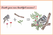 Raccoons & Cats-Watercolor Clipart, an Animal Illustration by VianneArt (Thumbnail 5 of 7)