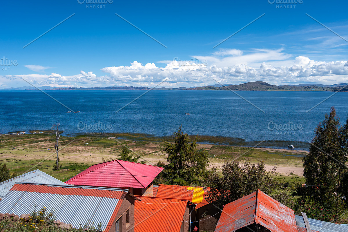 Scenic view of Lake Titicaca from Llachon with rural houses, an Architecture Photo by GoodGoods (Photo 1 of 3)