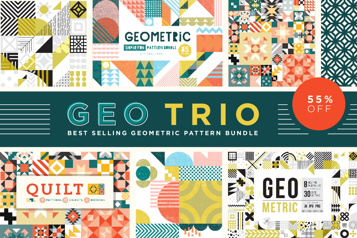 Geo Trio Pattern Bundle, a Pattern Graphic by Anugraha Design (Photo 1 of 13)