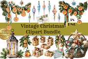 Vintage Christmas Clipart - 38 PNG, a Seasonal Illustration by InkyQueenArt (Thumbnail 1 of 8)