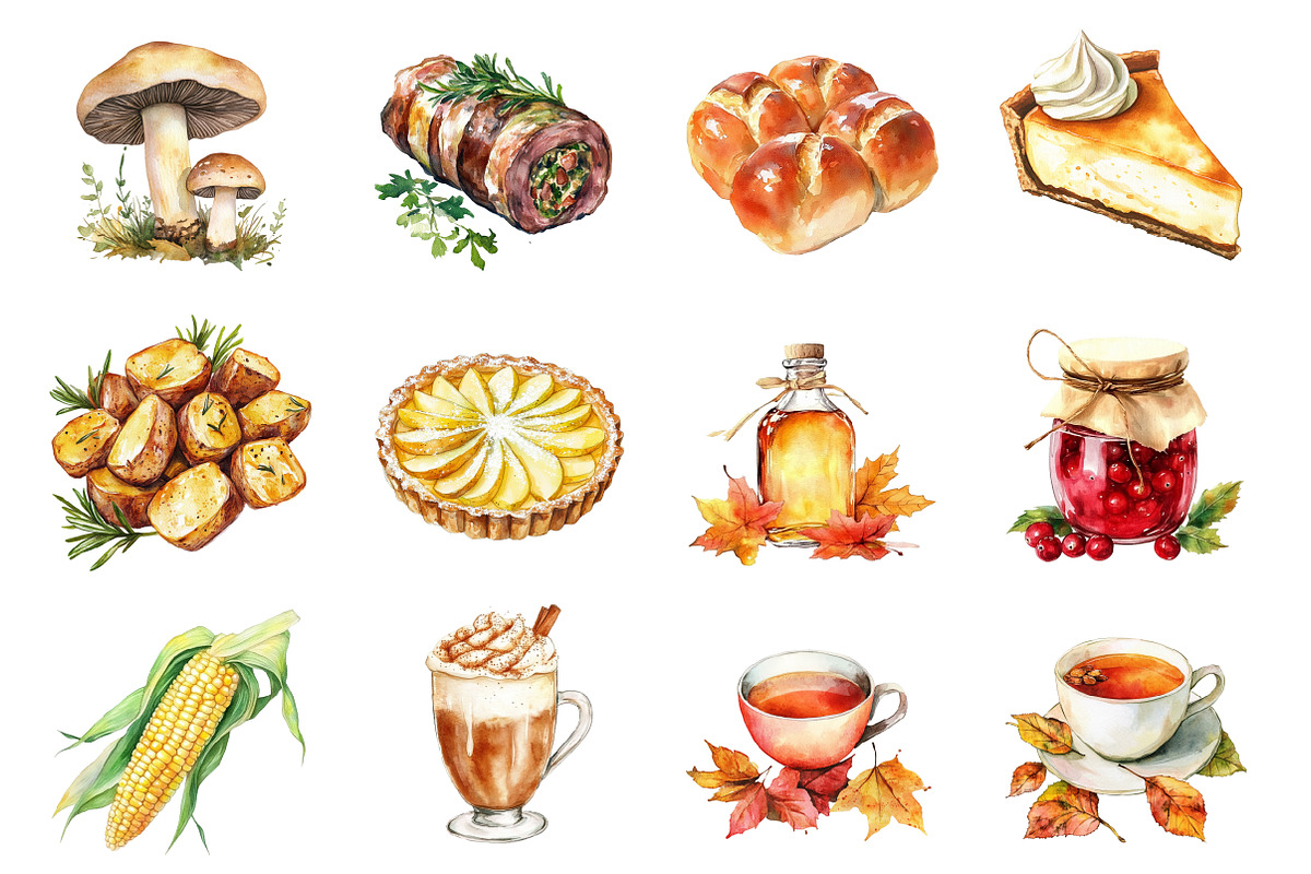 Cute Thanksgiving PNG Clipart Bundle, an Illustration by Design Market (Photo 3 of 3)