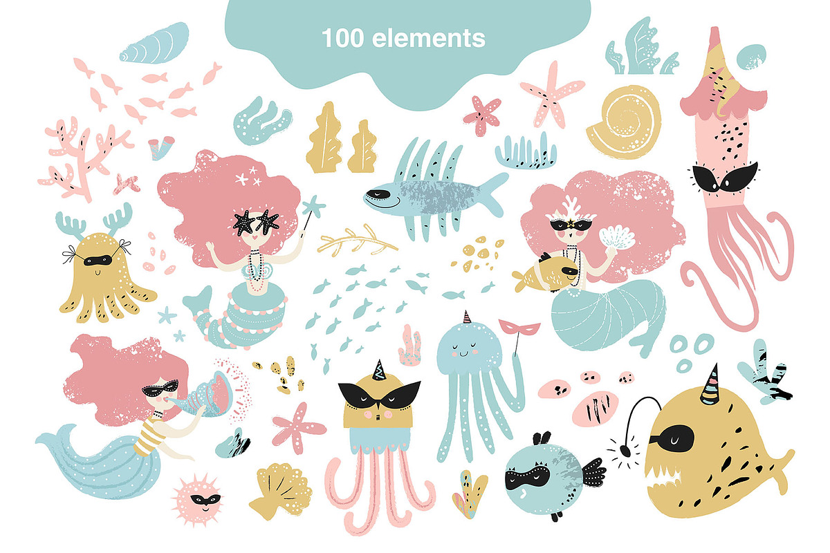 Sea carnival. Graphic Collection, an Animal Illustration by Maru_art (Photo 2 of 14)