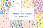 Fruit patterns, seamless vector+jpeg, a Pattern Graphic by Katie Lisker (Thumbnail 1 of 3)