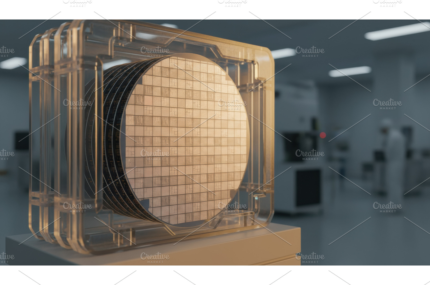 Stacked semiconductor wafers with, a Technology Photo by Igor Tichonow