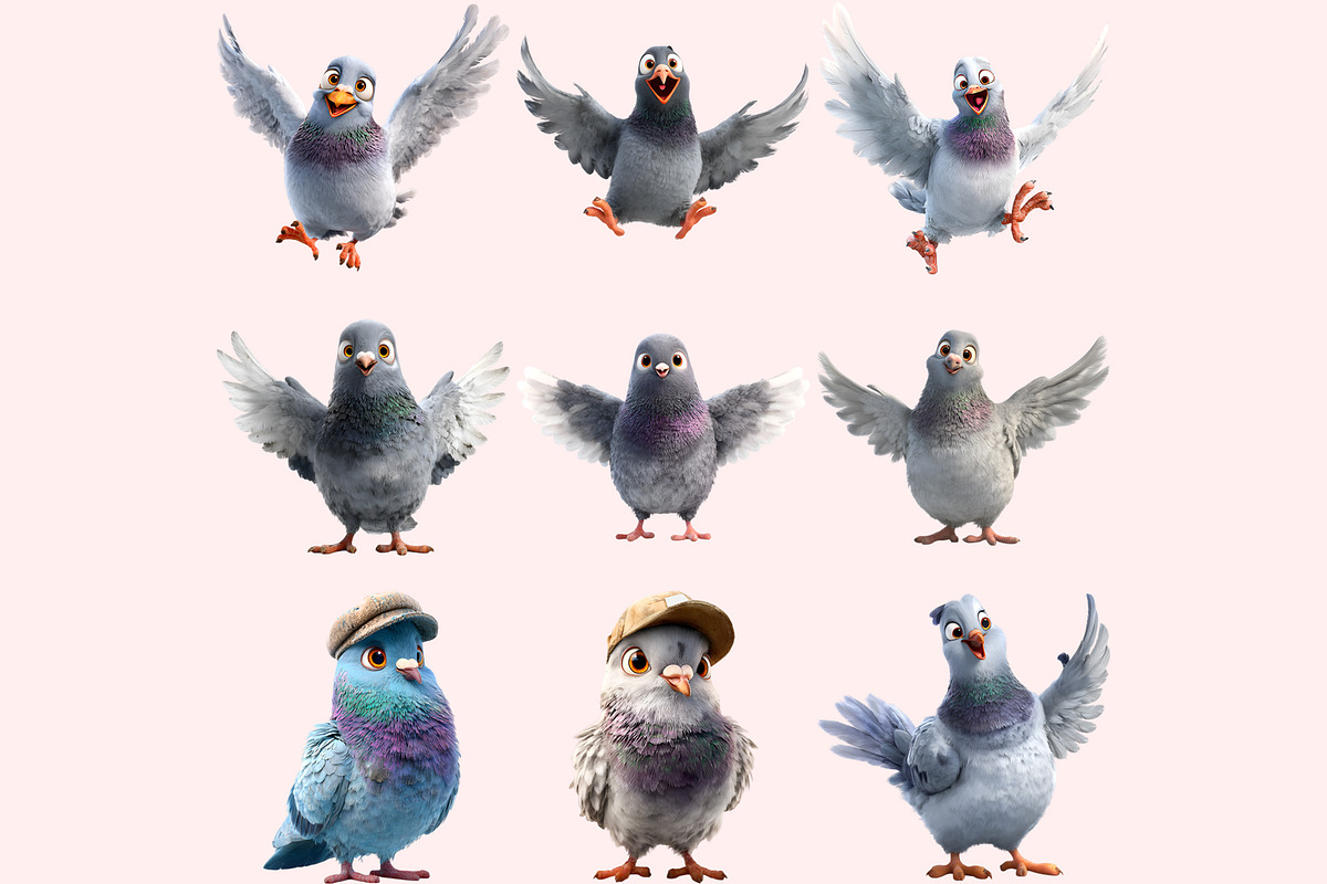 Pigeon PNG Clipart Bundle, a Graphic by M9 Design (Photo 3 of 9)