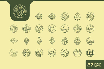 outdoor line vintage badge icon, an Outline Icon by devastd