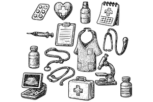 Medical Tools and Equipment Set, an Object Graphic by RT Studio