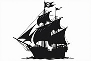 Pirate Ship Silhouette Bundle, an Illustration by jahid234 (Thumbnail 6 of 9)