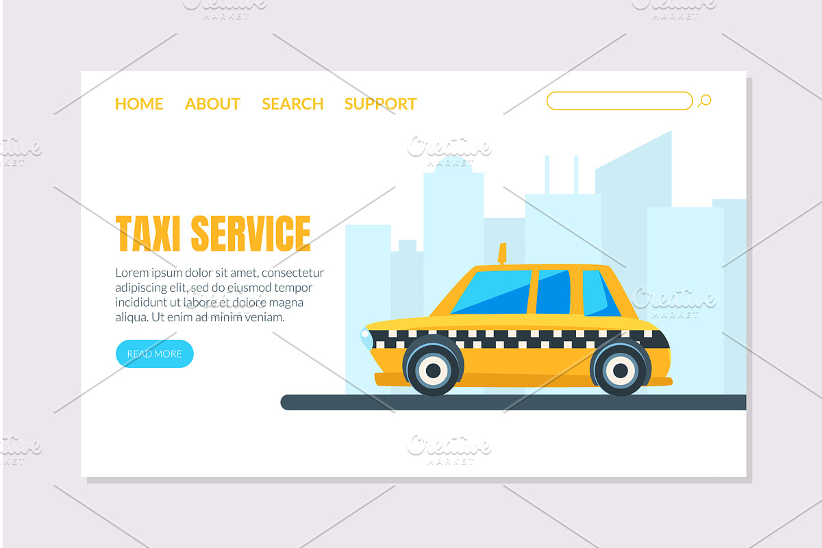 Taxi Service Landing Page Template, a Transportation Illustration by TopVectors